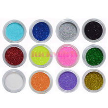 Pó de glitter para decoração de unhas, 12 cores, acrílico, pó brilhante, pó uv, esmalte, unhas de gel 2024 - compre barato