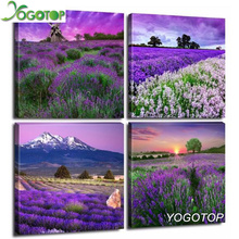 YOGOTOP Diy Diamond Painting 5D Full Diamond Embroidery Square Drill Mosaic Room Decor Crafts Lavender Purple Flowers A704 2024 - buy cheap