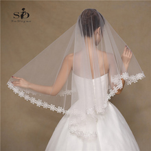 SoDigne Bridal Veils White Flowers Edge 1.5m Cheap Wedding Veil Blusher Veil Hot sale in Stock 2024 - buy cheap