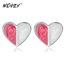 NEHZY-pendientes de plata de ley 925 con forma de corazón para mujer, joyería retro de epoxi de cristal, color blanco, a la moda 2024 - compra barato
