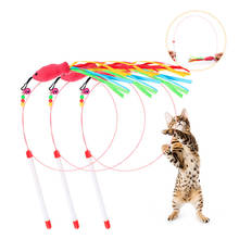 Funny Cat / Kitten Pet Teaser Fish Ribbon Wire Chaser Pet Toy Wand Beads Play High Quality 2024 - buy cheap