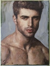 100% artesanal pintado à mão homem retrato pintura a óleo masculino nude interesse gay 2024 - compre barato