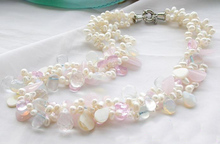 Collar de perlas de agua dulce, 3 filas, 18 pulgadas de cristal Rosa Opal Drp blanco cultivado perla joyería, nuevo envío gratis 2024 - compra barato