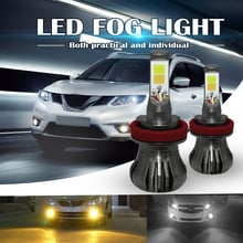 2PCS Car Fob Light 160W H8 H9 H11 / 880 881 LED Fog Light Bulbs 3000K Yellow + 6000K White Colors Strobe Lamp Bulb COB Bulb Kit 2024 - buy cheap