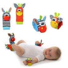 New Arrival 2pcs Soft Baby Toy Wrist Strap Socks Cute Cartoon Garden Bug Plush Rattle with Ring Bell 2024 - buy cheap