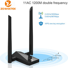 Zoweetek-adaptador Wifi USB 3,0 Lan Dongle, repetidor de 2 antenas 802.11ac 1200Mbps, banda Dual, receptor Wlan, tarjeta de red para PC y portátil 2024 - compra barato