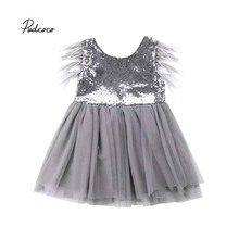 Pudcoco 2018 Toddler Baby Kid Girls Princess Dress Sequins Feathers Party Tutu Pageant Prom Wedding Dress Cute Ball Gown Dresses 2024 - buy cheap