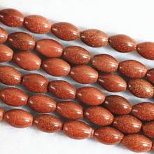 Gold-color natural stone sandstone 8x12mm hot sale rice barrel shape loose beads fashion diy jewelry making 15 inch B357 2024 - buy cheap