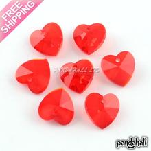 100PCS Faceted Heart Transparent HOT Glass Valentine Gift Jewelry Making DIY Loose Charm Beads Pendants Red 10x10x5mm Hole:1mm 2024 - buy cheap