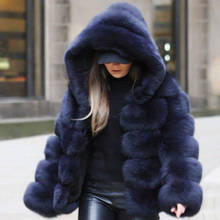 UPPIN 2019 Winter Thick Warm Faux Fur Coat Women Plus Size Hooded Long Sleeve Faux Fur Jacket Luxury Winter Fur Coats bontjas 2024 - buy cheap