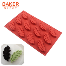 BAKER DEPOT leaf silicone mold for chocolate biscuit feather shape jelly candy cake pastry baking form cake decoration 12 cavity 2024 - buy cheap