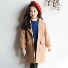 Fashion 2018 Fall Winter Jacket For Girls Toddler Teenage Turn-down Collar Girls Wool Coat Long Kids Children's Outerwear Trench 2024 - buy cheap
