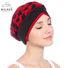 Бандана велрог, раньше, тюрбан, обертывания, Женский двойной цвет, стандартный головной шарф, мусульманская эластичная шапка с принтом в горошек 2024 - купить недорого