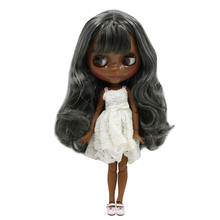 ICY DBS Blyth doll 1/6 30cm bjd super black dark skin Glossy face joint body deep pink curly hair.No.BL1290 2024 - buy cheap