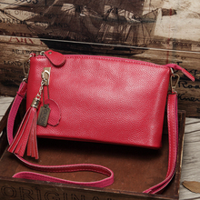 Cowhide Genuine Leather Women Messenger Bags Tassel Crossbody Bag Female Fashion Shoulder Bags for women Clutch Small Handbags 2024 - buy cheap