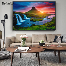 Embellecedor 1 pieza de pared grande para sala de estar, hermoso paisaje de montaña de Noruega, decoración del hogar, pinturas en lienzo HD 2024 - compra barato