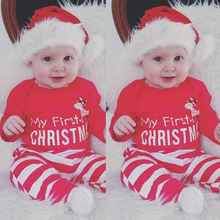 2019 Navidad lindo bebé recién nacido Ropa para bebé (niño o niña) mameluco Tops + Pantalones largos 2 uds traje conjunto de ropa de bebé DBC033 2024 - compra barato