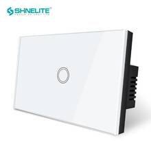 Free Shipping US AU 1Gang  Tempered glass Panel smart house wall light switch Touch Control Light Switch led indicator Shinelite 2024 - buy cheap