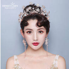 Himstory tiara de casamento, laço de coroa, estrela, dourado, joia para cabelo, feminina, festa, acessório para cabelo 2024 - compre barato
