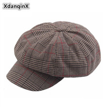 XdanqinX Lady's Hats British Retro Plaid Newsboy Caps For Women Bone Casual Elegant Visor Hat 2019 New Style Women's Brand Cap 2024 - buy cheap