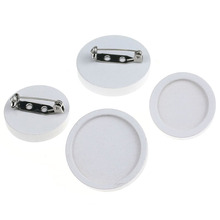 white 10pcs blank wood cabochon brooch base settings 25mm dia round bezel tray diy stainless steel pin backs for jewelry making 2024 - buy cheap