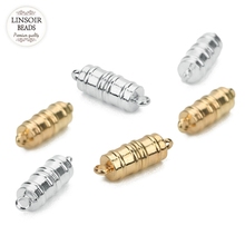 Linsoir-Lote de 5 cierres magnéticos redondos, gran oferta, accesorios y componentes de joyería, cierres magnéticos de cobre de tono dorado/plateado 2024 - compra barato