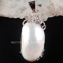 Free Shipping Beautiful jewelry 19x43x13mm White Mother of pearl Shell Art Egg Pendant Bead PC3782 2024 - buy cheap