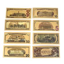 8Pcs USA 1/2/5/10/20/50/100 Dollar Gold Banknote Currency Bill Paper Money Coin Medal 24k United States OF America Banknotes 2024 - buy cheap