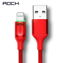 ROCK Updated Auto Disconnect USB Cable for iPhone X 8 7 2.1A Led Light Fast Charging USB Cable for iPhone Charger Clearance 49% 2024 - buy cheap