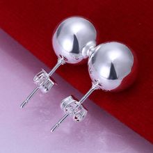 Free shipping lowest price wholesale for women's silver plated earrings 925 fashion Silver jewelry 10mm ball stud Earrings SE074 2024 - buy cheap