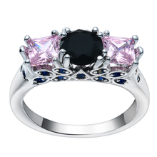 Большое обручальное кольцо Hainon с черным Цирконом, квадратная модная женская бижутерия, кольцо на палец с розовым синим фианитом, Размер 7, 8, 9, винтажные дизайнерские кольца 2024 - купить недорого