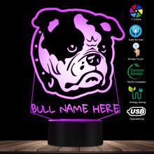 Buldogue em inglês 3d, luz led acrílica personalizada com nome de cão, buldogue britânico, lâmpada de ilusão óptica 3d, decoração de iluminação noturna