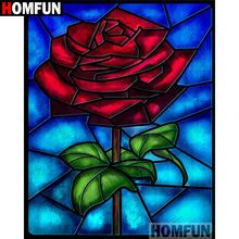 Homfun 5d faça você mesmo pintura de diamante completo quadrado/redondo broca "flor vermelha" 3d bordado ponto cruz presente decoração de casa a03764 2024 - compre barato