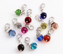 20PCS/lot Mix Colors Crystal Birthday Stones Beads Birthstone Floating Pendant Charms With Lobster Clasp For Magnetic Locket 2024 - buy cheap