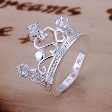 Free Shipping jewelry silver plated  Ring Fine Fashion Zircon Crown Ring Women&Men Gift Silver Jewelry Finger Rings SMTR034 2024 - buy cheap