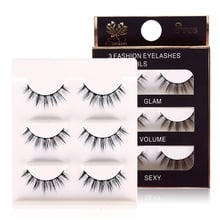 3 Pair False Eyelashes 3D Strip Fake Eye Lashes Extension Tools Long Fake Thick Full Eyelashes Thick Black Cross False Eyelashes 2024 - buy cheap