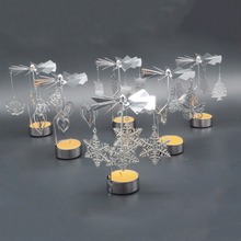 Candelabro giratorio romántico, portavelas giratorio de Metal, soporte de luz de té, carrusel, decoración de fiesta en casa, regalo C42 2024 - compra barato