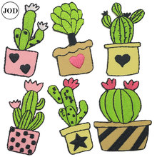 Cactus Patches for Clothing Flower Embroidery Patch Sticker Iron on Patches applications on Clothes Stripe ironing Accessories 2024 - buy cheap