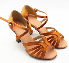 New Ladies Girls Tan Satin Salsa Ballroom Dance Shoes Latin Dance Shoes ALL Size 2024 - buy cheap