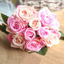 9 Heads Artificial PE Foam Rose Flowers Colorful Bride Bouquet Home Wedding Decor Party Supplies 2024 - buy cheap