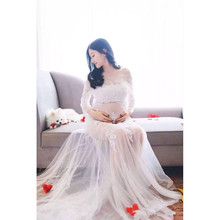 Maternity dress photography white long sleeve pregnancy clothes dress cute lace elegant maternity dresses for photo shoot 2024 - buy cheap