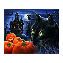 Mosaico de bordado diy 5d gato preto pintura de diamante completo strass quadrado ponto de cruz decoração para casa wz 2024 - compre barato