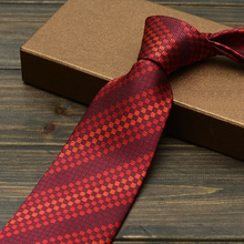 Corbatas clásicas de tejido Jacquard para hombre, de 9cm corbata de cuadros rojos, para negocios, trabajo Formal con caja de regalo, novedad de 2019 2024 - compra barato