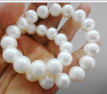 Free shipping Jew3118 12-15mm Natural south sea Almost perfect round white pearl necklace 2024 - buy cheap