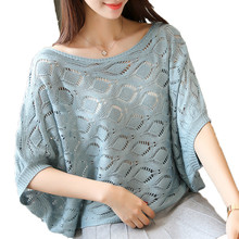 Autumn Women Sweater Korean Batwing Sleeve Loose Style Hollow Out Pullover Women Knitting Pull Femme Jumper Women Tops PZ1516 2024 - buy cheap