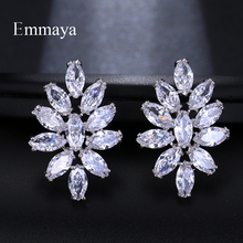 Emmaya Fashion Brand AAA Cubic Zircon Flower Shape  Earrings for Women White Blue Colors Crystal Wedding Jewelry Gift Brinco 2024 - buy cheap