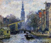 Claude Monet art collection Canal in Amsterdam oil Painting canvas High quality Hand painted 2024 - buy cheap