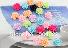 200pcs 3d colorful Flatback  multicolor Resin rose flower Cabochons 14mm DIY, scrapbook, hair bow, flower centers, cell phone 2024 - buy cheap