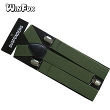 Winfox-Tirantes Vintage para hombre, tirantes de 3,5 cm de ancho, brazo de cuero verde, Suspensorio para camisa 2024 - compra barato