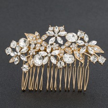 Fashion Gold Tone Rhinestone Crystals Flower Hair Comb Wedding Bridal Hairpins Women Hair Accessories Jewelry GT4398GOL 2024 - buy cheap